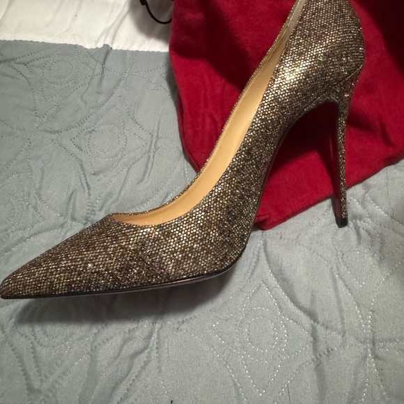 NIB CHRISTIAN LOUBOUTIN DÉCOLLETÉ 554 100 GLITTER REGINA STILETTOS - Picture 3 of 7